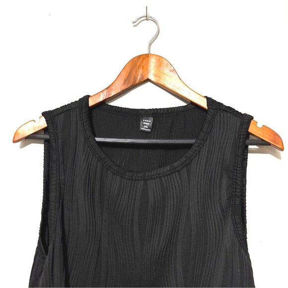 Shein Curve Black Ribbed Sleeveless Bodysuit W/ Snap Closure 2XL Polyester Blend - Picture 3 of 8